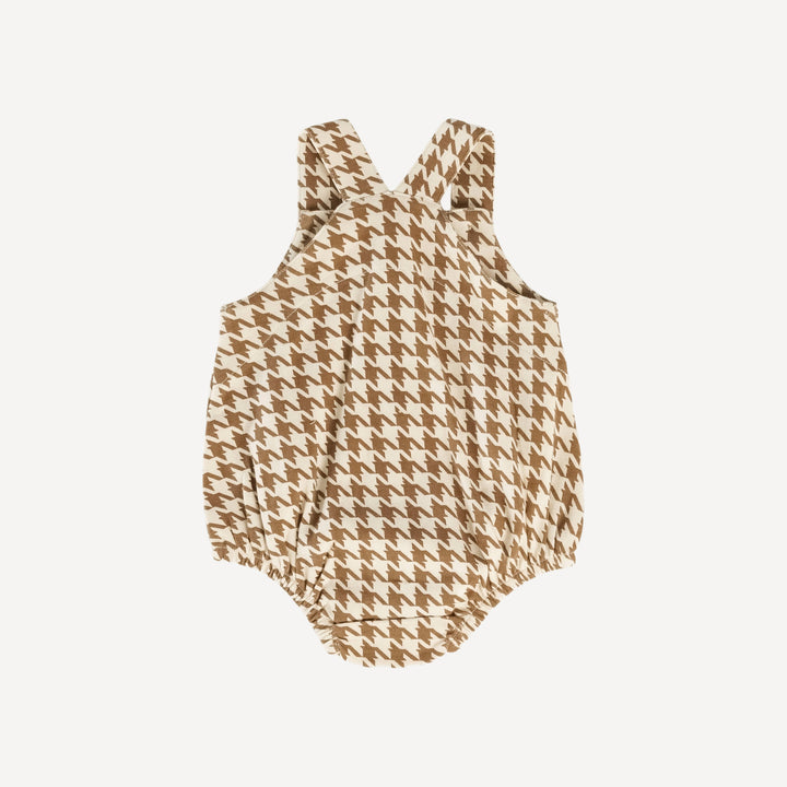 country button bubble | chocolate houndstooth | organic cotton interlock