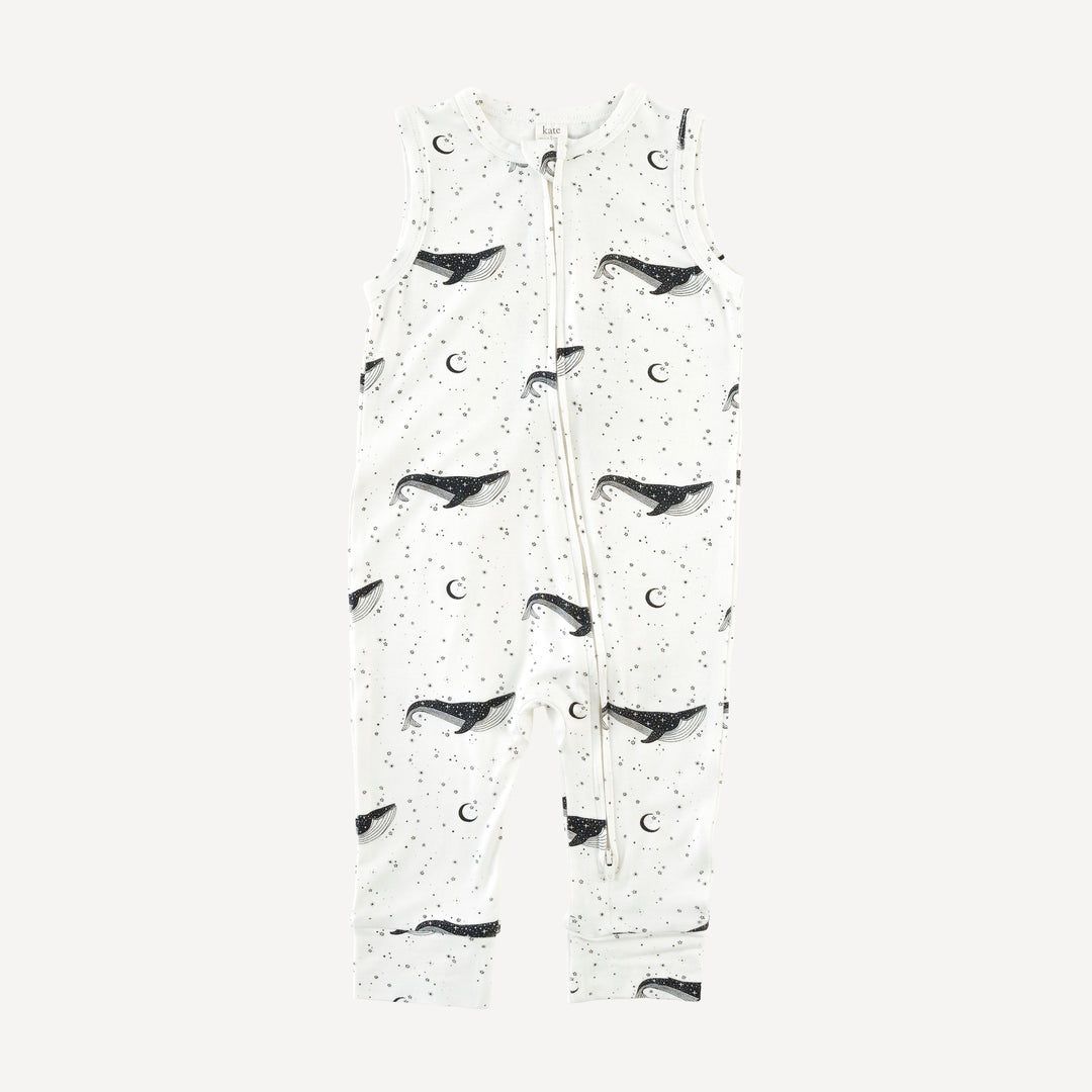 sleeveless zipper jumpsuit | mystical whales | bamboo