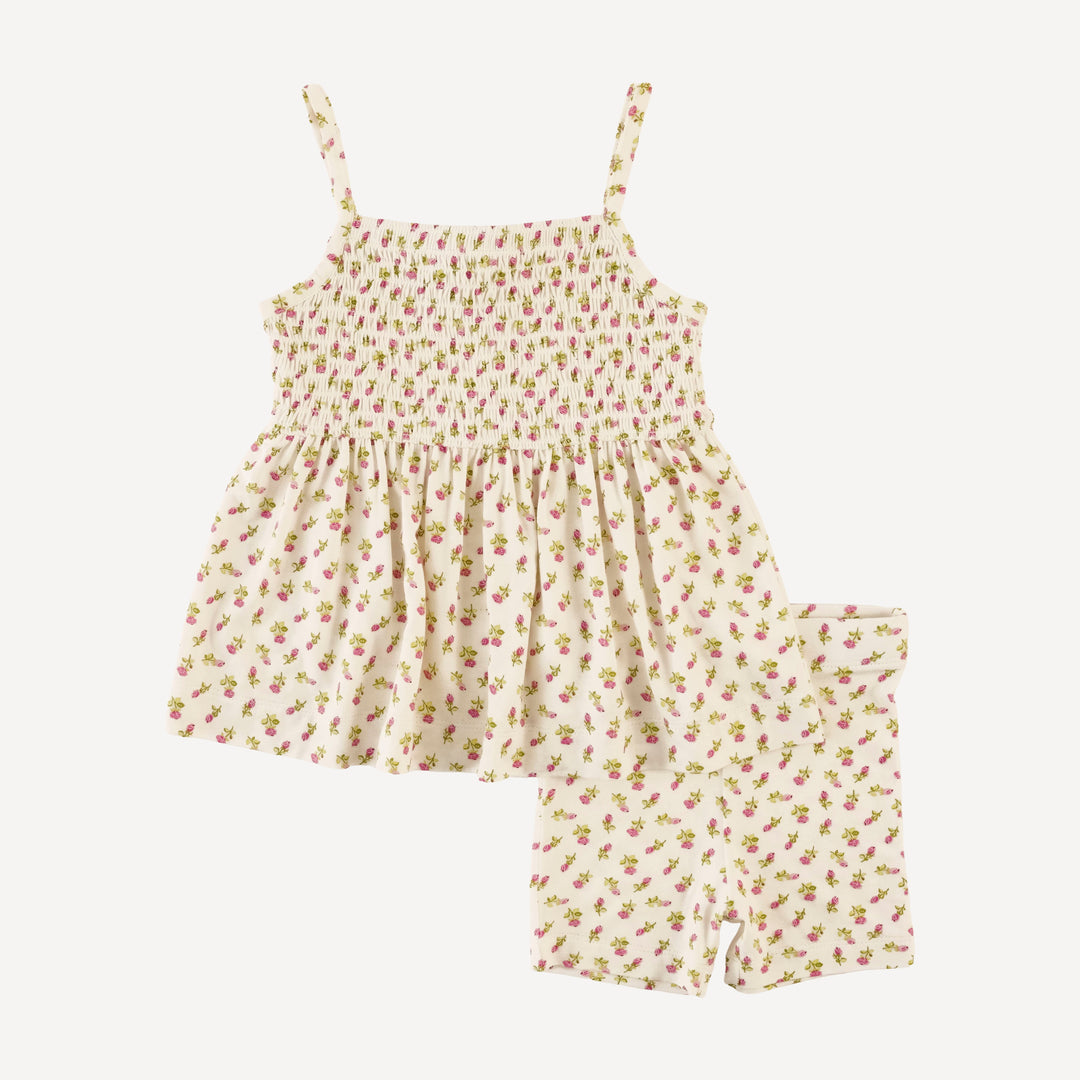 spaghetti strap smocked set | rosebud | bamboo