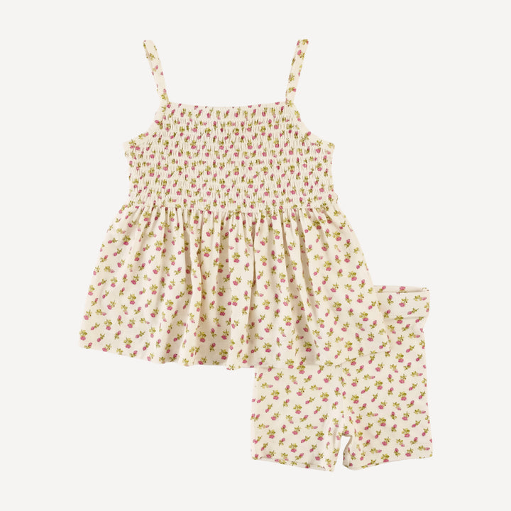 spaghetti strap smocked set | rosebud | bamboo