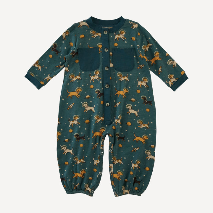 long sleeve trimmed bubble jumper | space pups | bamboo