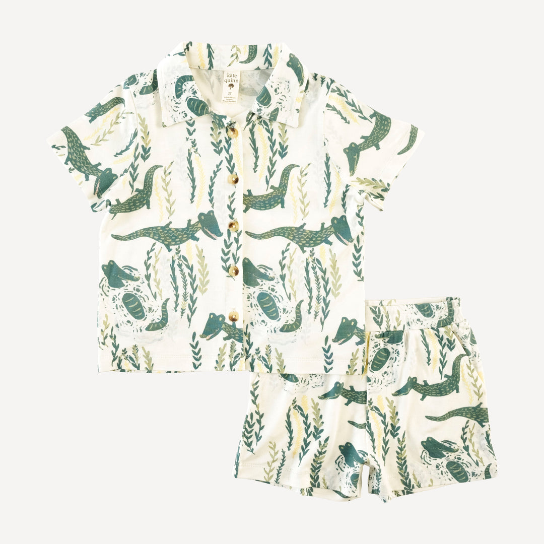 logan relaxed short set | crocodile | bamboo