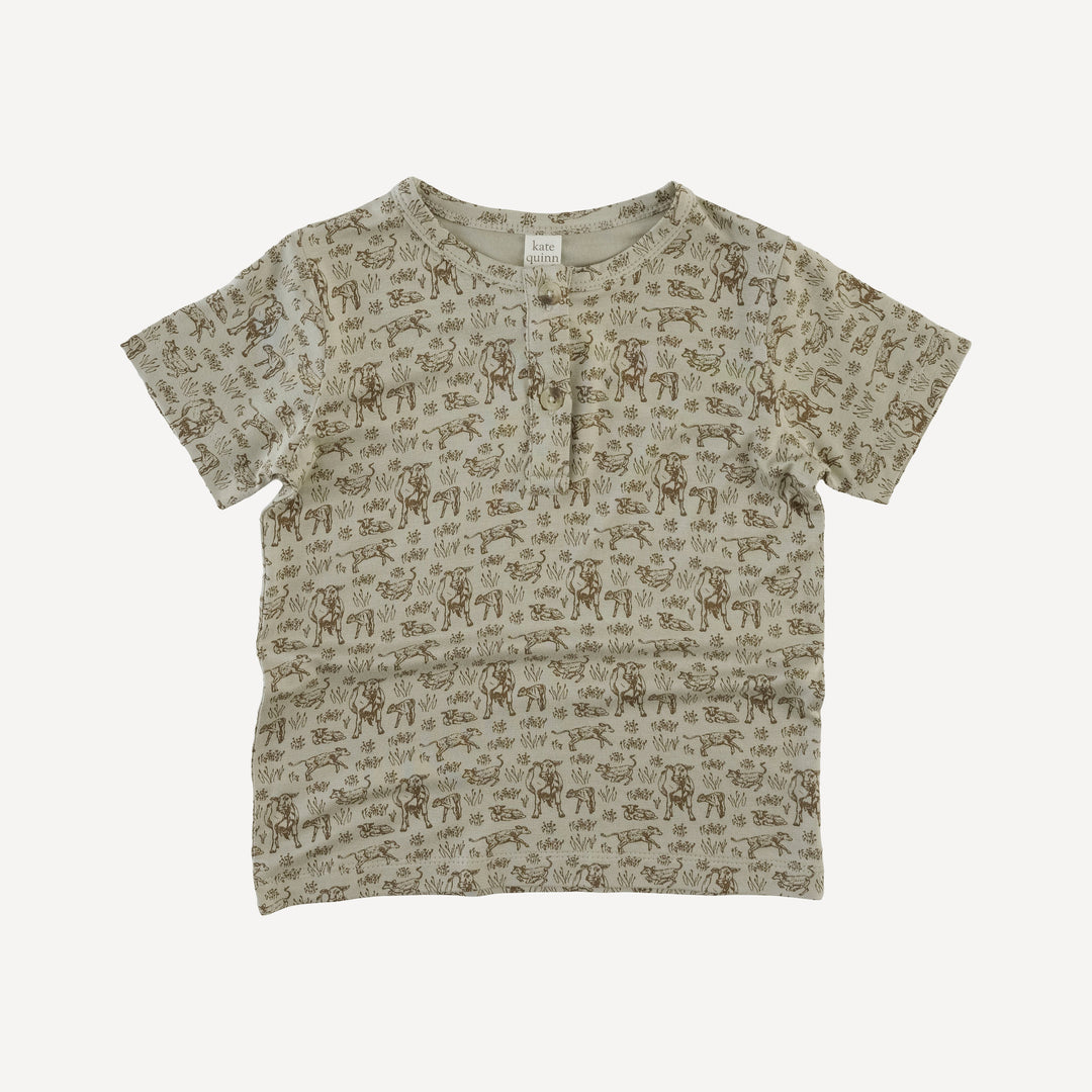 short sleeve basic henley tee | cow pasture | bamboo