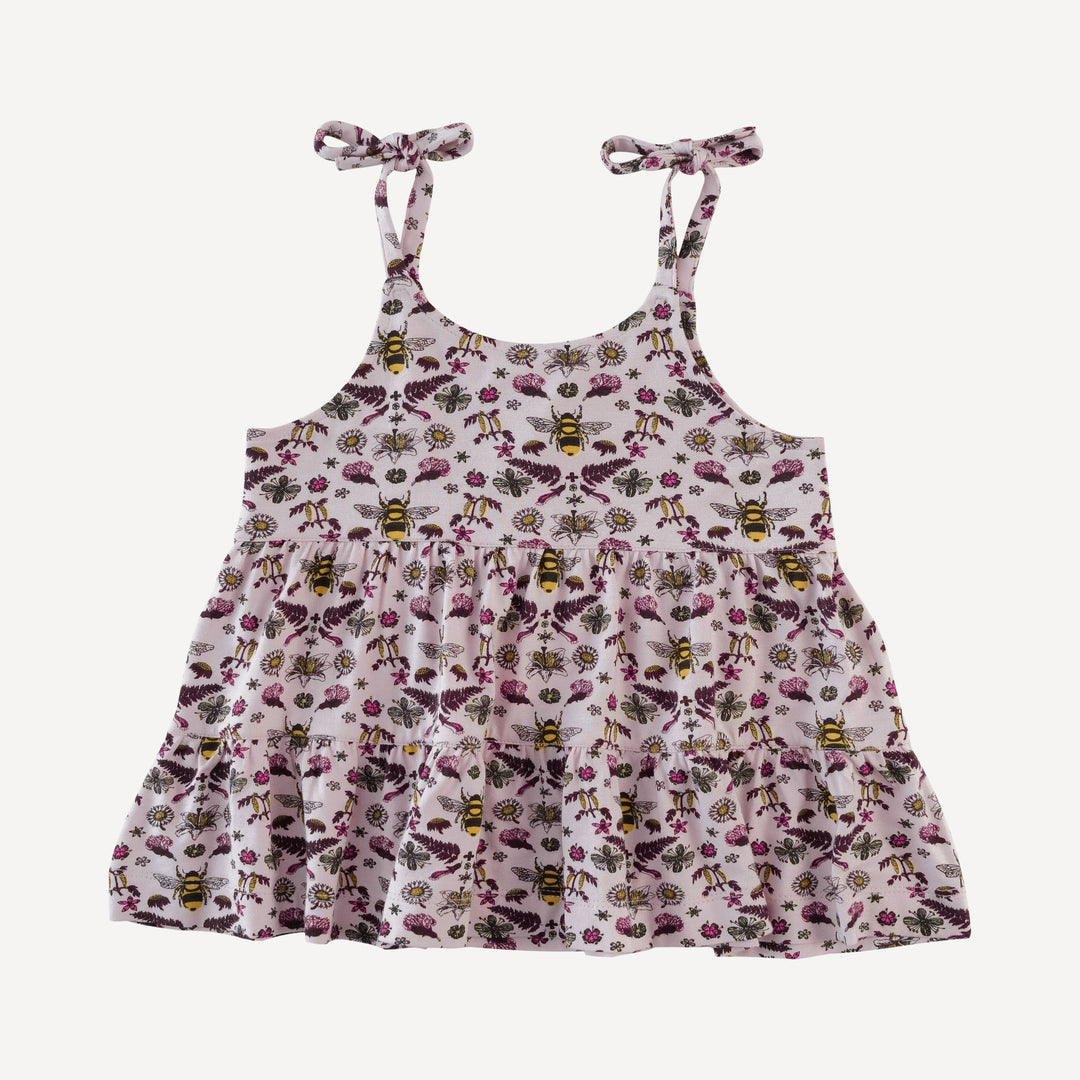 spaghetti tie prairie top + short set | rose litho bee | bamboo