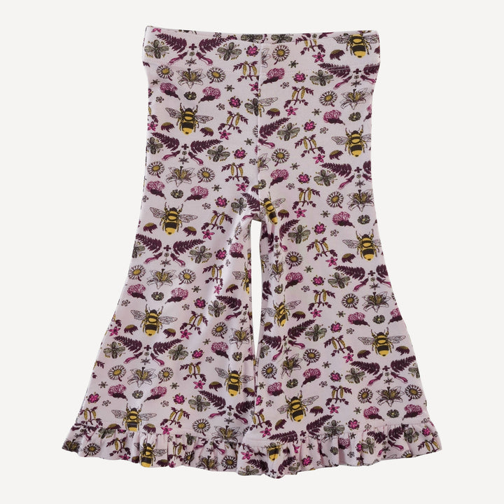 short sleeve cropped ruffle tee + flare set | rose litho bee | bamboo