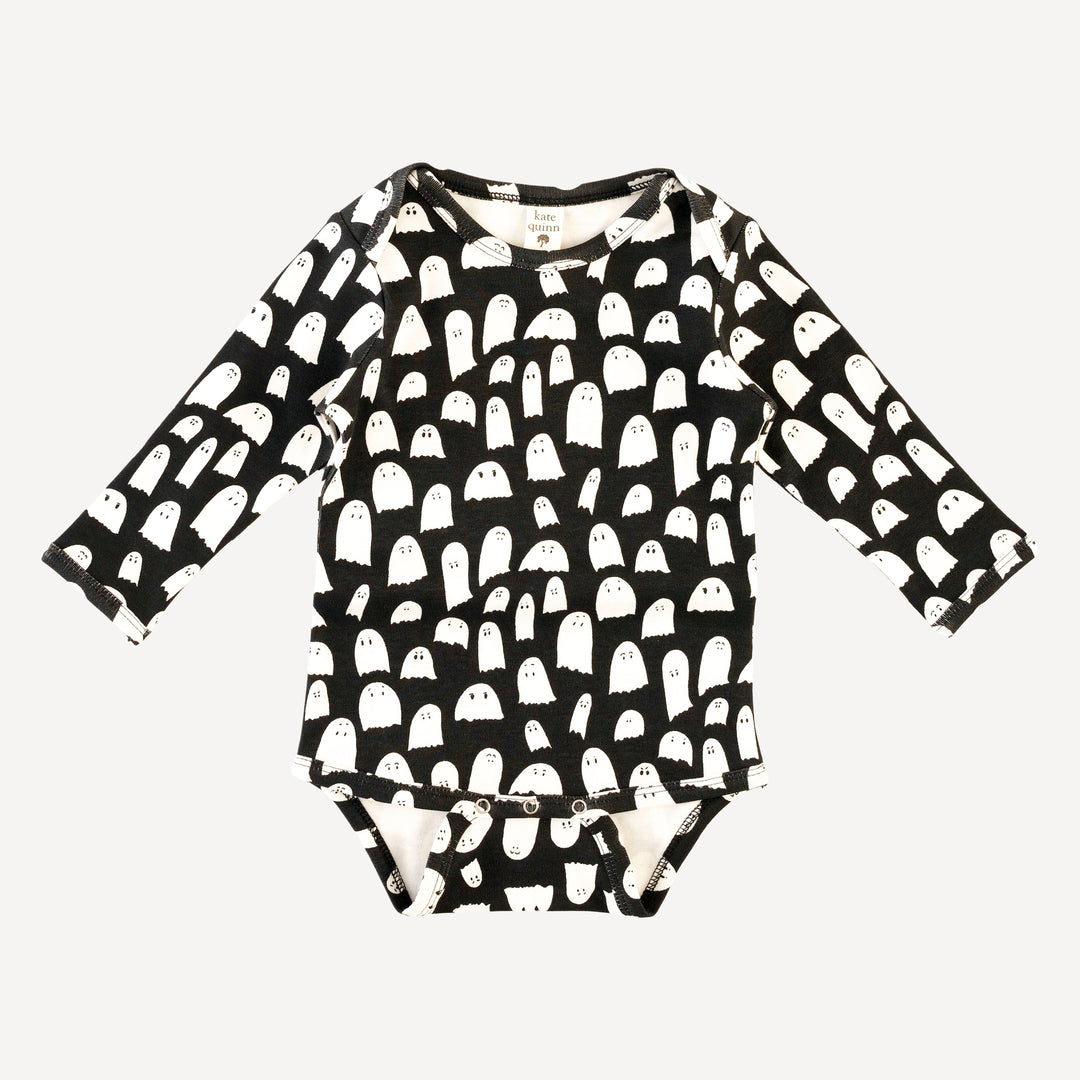 long sleeve lap neck bodysuit | ghost | organic cotton interlock
