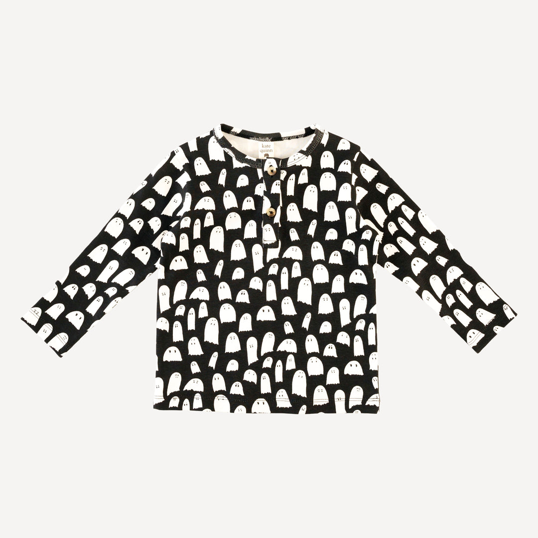 long sleeve basic henley tee | ghost | organic cotton interlock