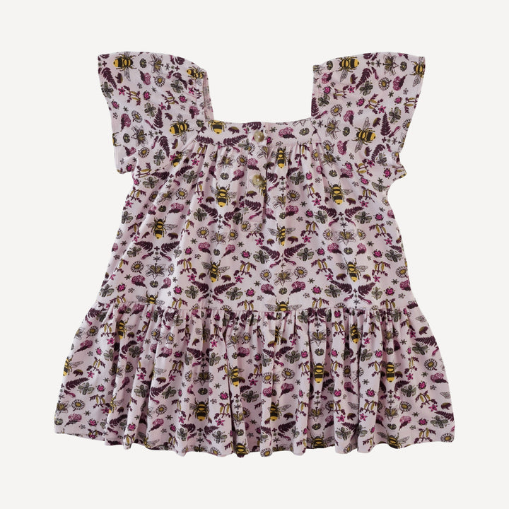 square neck flutter sleeve dress | rose litho bee | bamboo