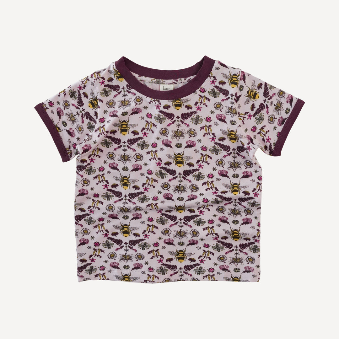 short sleeve ringer tee | rose litho bee | bamboo
