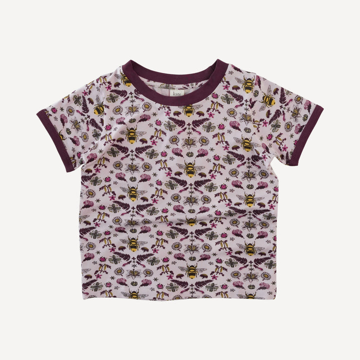 short sleeve ringer tee | rose litho bee | bamboo