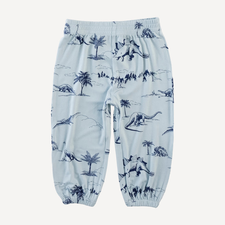 long sleeve hooded cuffed jogger set | blue dino landscape | bamboo