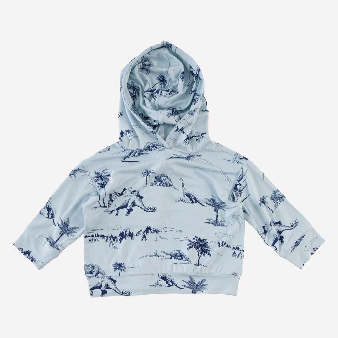 long sleeve hooded cuffed jogger set | blue dino landscape | bamboo