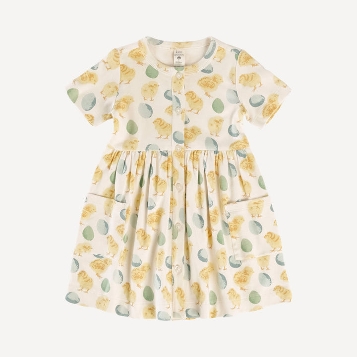 short sleeve button front dress | chicks & eggs | organic cotton interlock