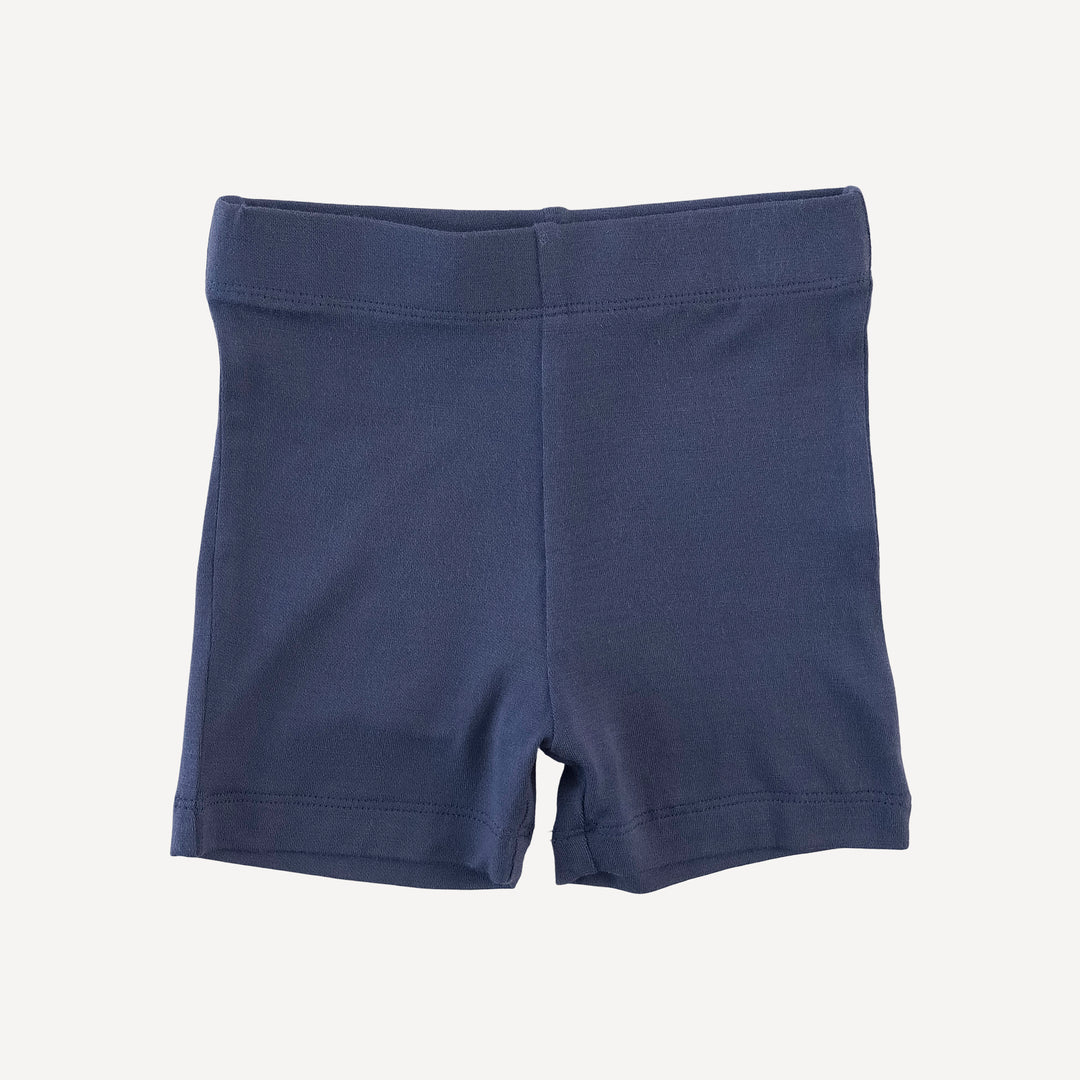 kick pleat peter pan top + bike short set | blue dino landscape | bamboo