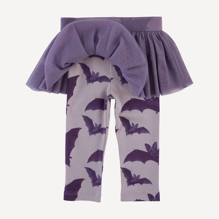 tulle legging | purple bats | organic cotton interlock
