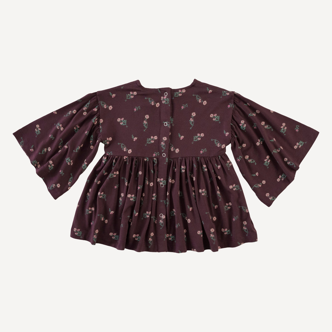 bell sleeve gathered tunic | huckleberry chamomile | bamboo