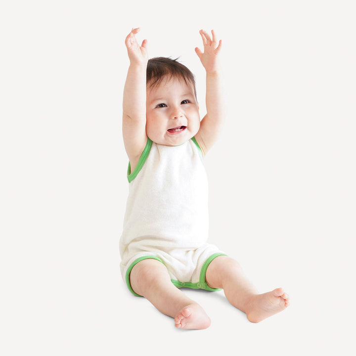 sleeveless ringer shortie | coconut | organic cotton terry