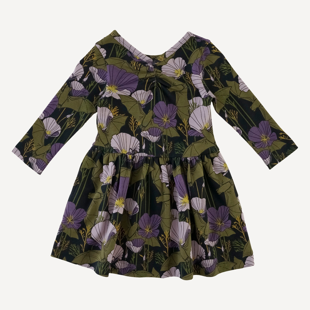 long sleeve twirl dress | poppy bats | organic cotton interlock