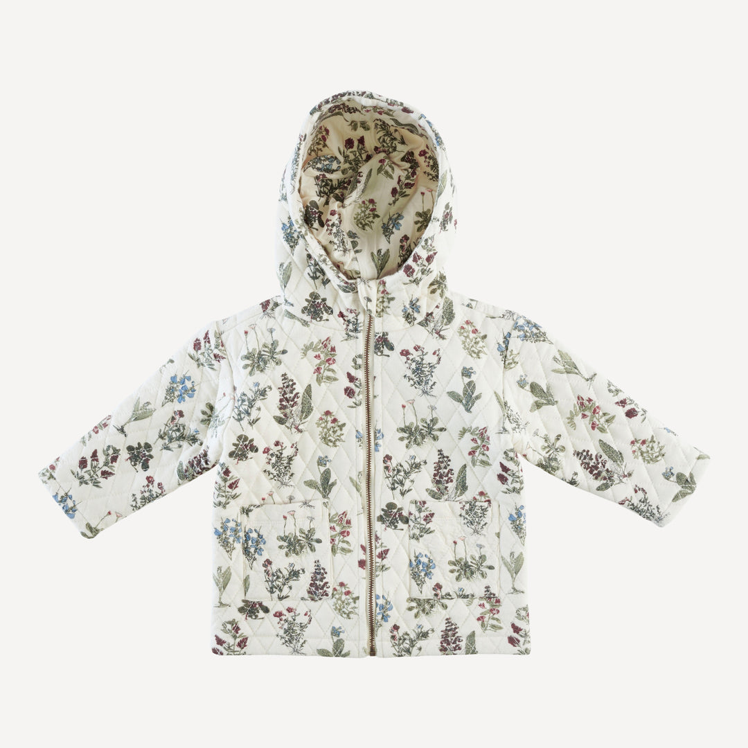 quilted hooded jacket | wildflower litho | modal