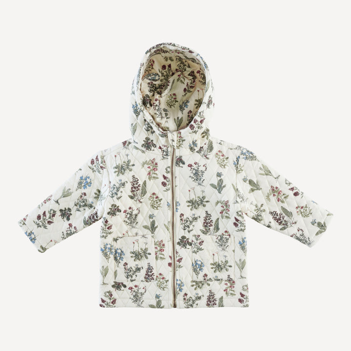 quilted hooded jacket | wildflower litho | modal