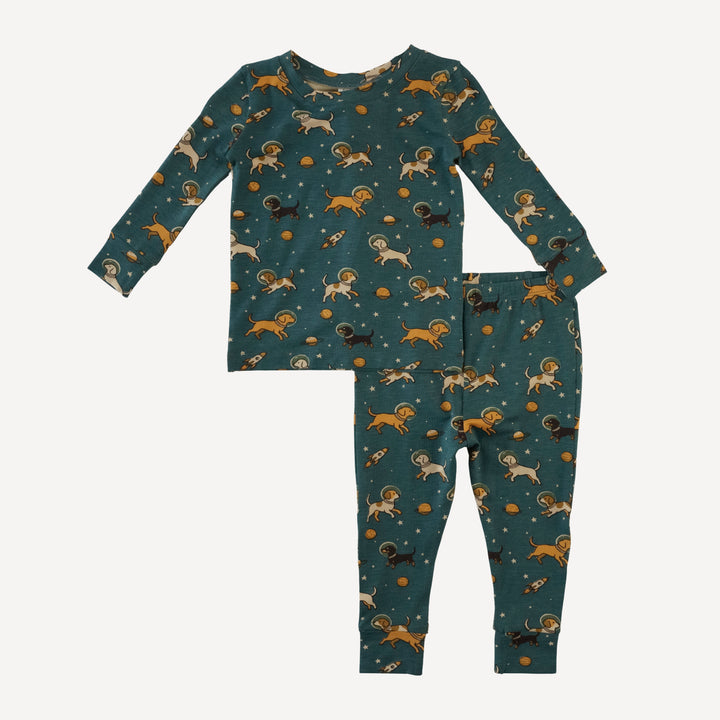 long sleeve crew neck pj set | space pups | bamboo