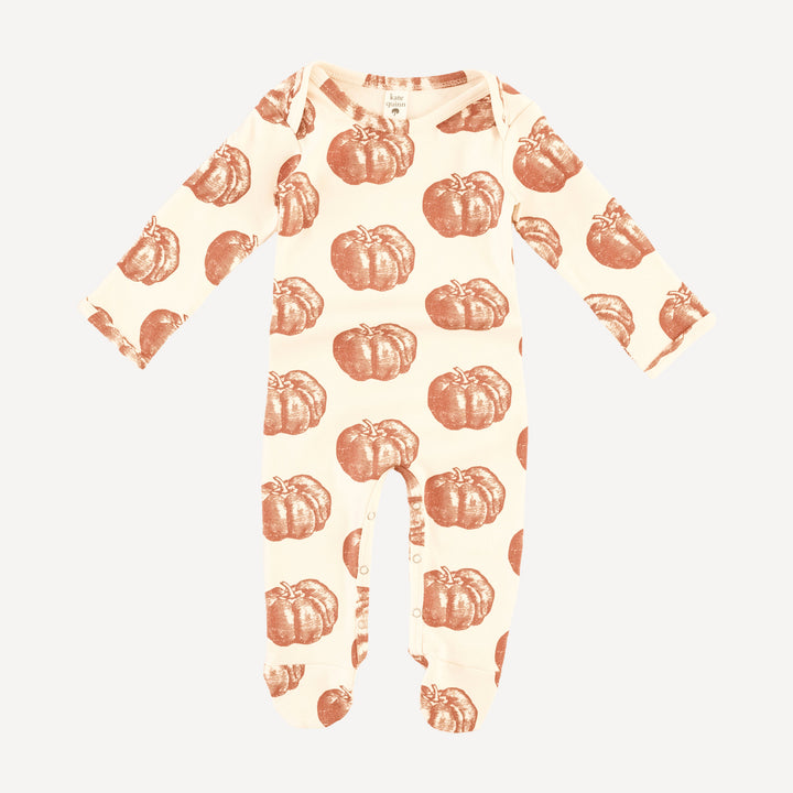 long sleeve lap neck footie | harvest pumpkin | organic cotton interlock