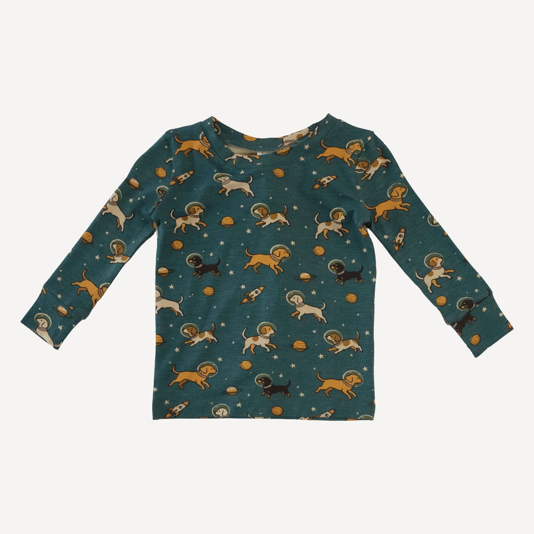 long sleeve crew neck pj set | space pups | bamboo