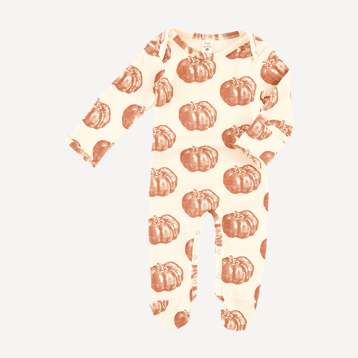 long sleeve lap neck footie | harvest pumpkin | organic cotton interlock