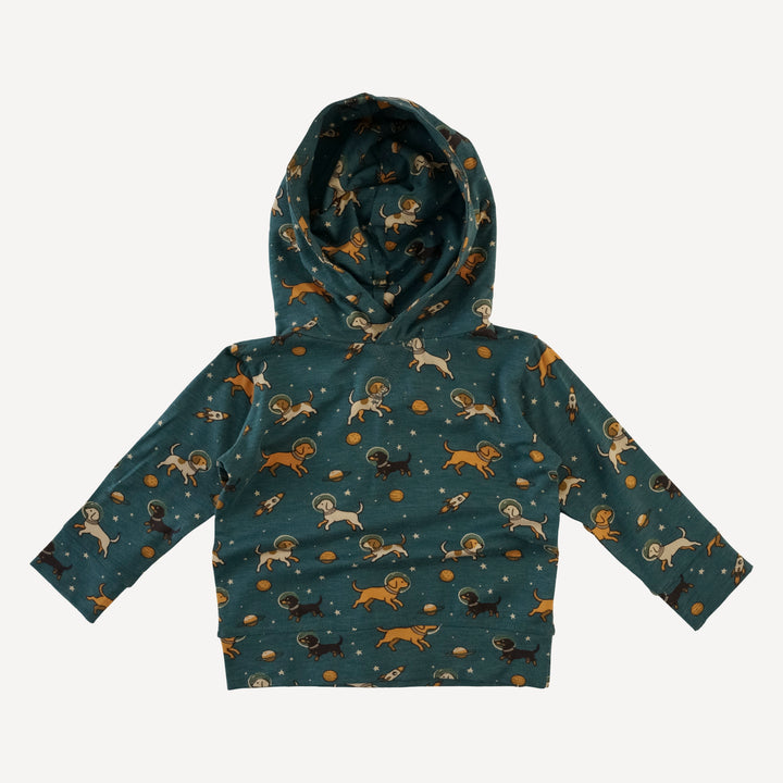 long sleeve essential skinny hoodie | space pups | bamboo