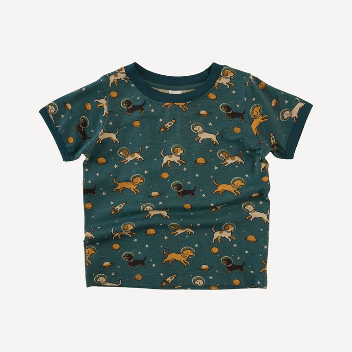 short sleeve ringer tee | space pups | bamboo
