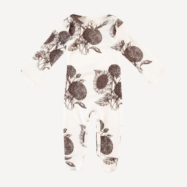 long sleeve lap neck footie | rasin sunflower | organic cotton interlock