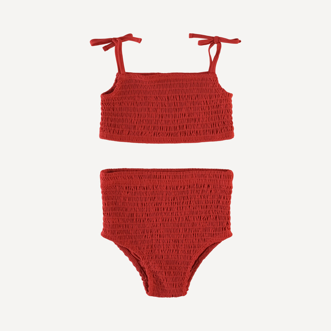 smocked high waist swim set | scarlet | swim
