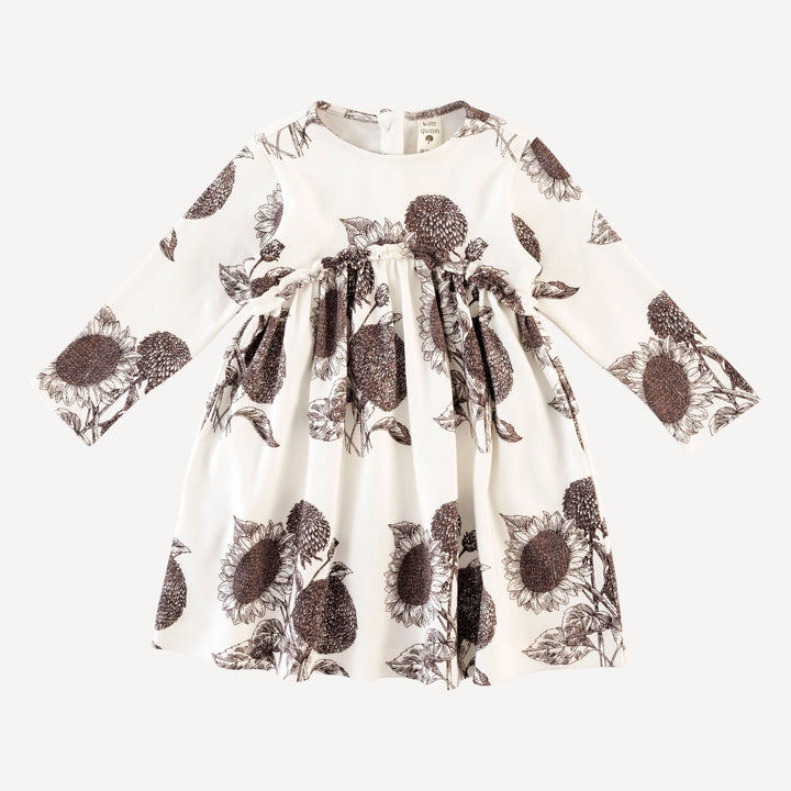 long sleeve rainbow empire dress | raisin sunflower | organic cotton interlock
