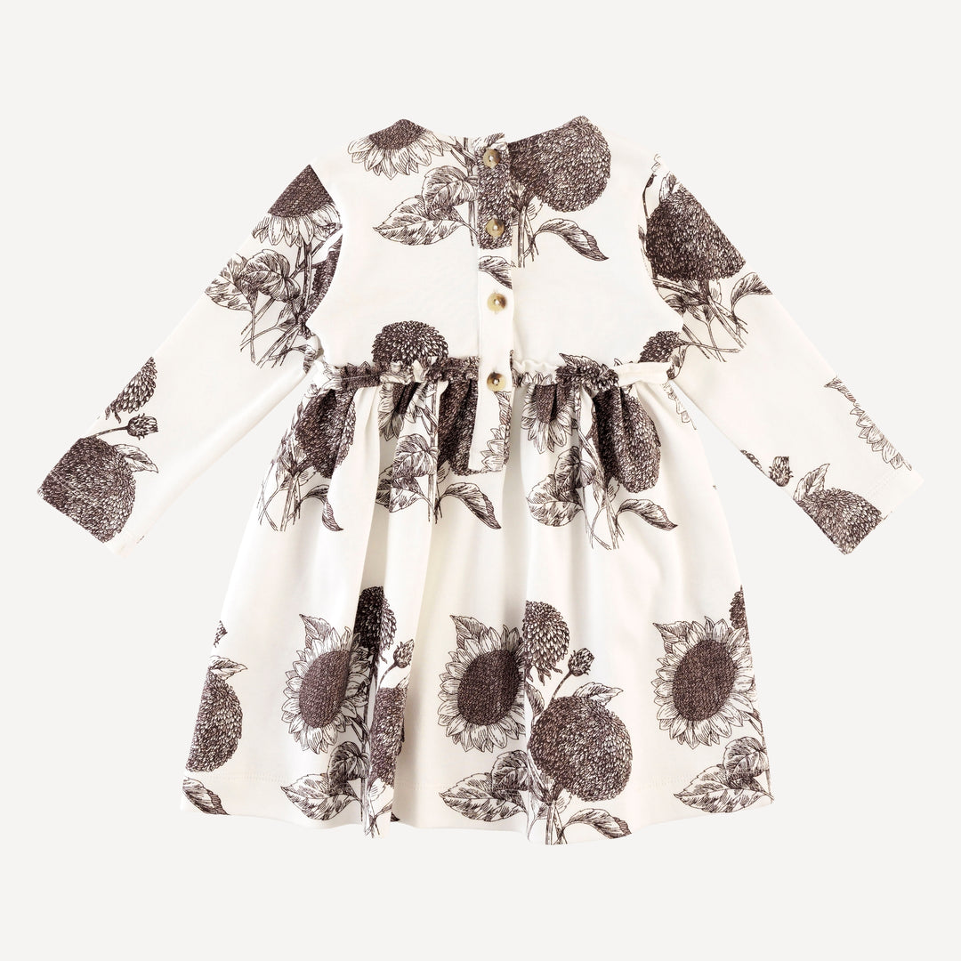 long sleeve rainbow empire dress | raisin sunflower | organic cotton interlock