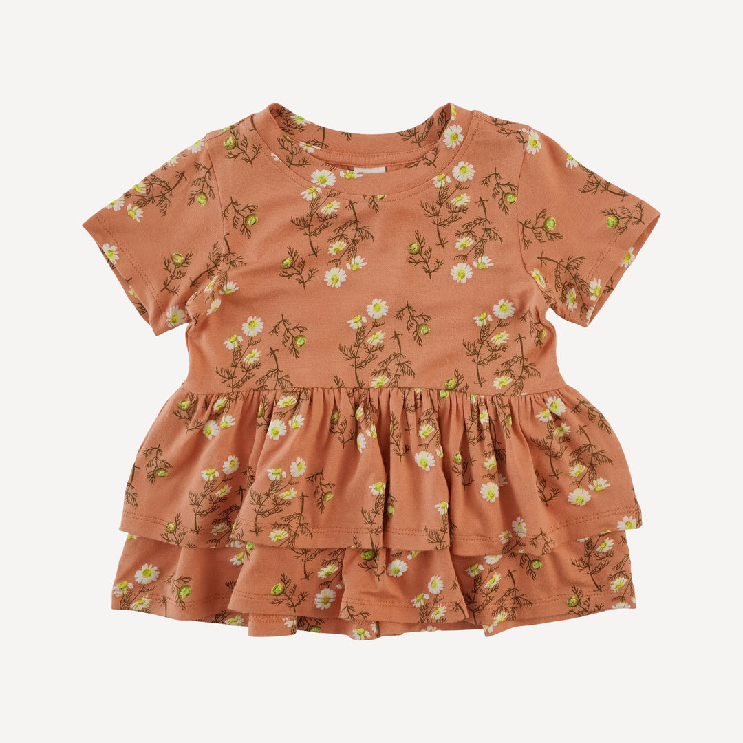 short sleeve double skirted ruffle top | wild chamomile | bamboo