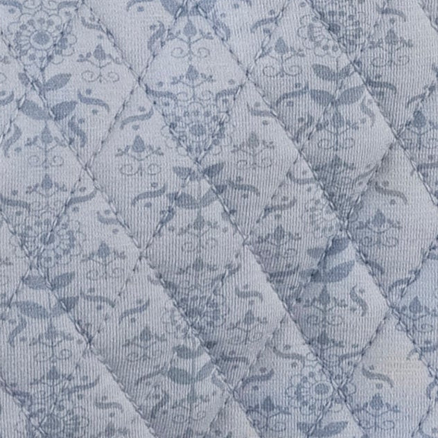 quilted hooded jacket | cornflower folk wallpaper | bamboo