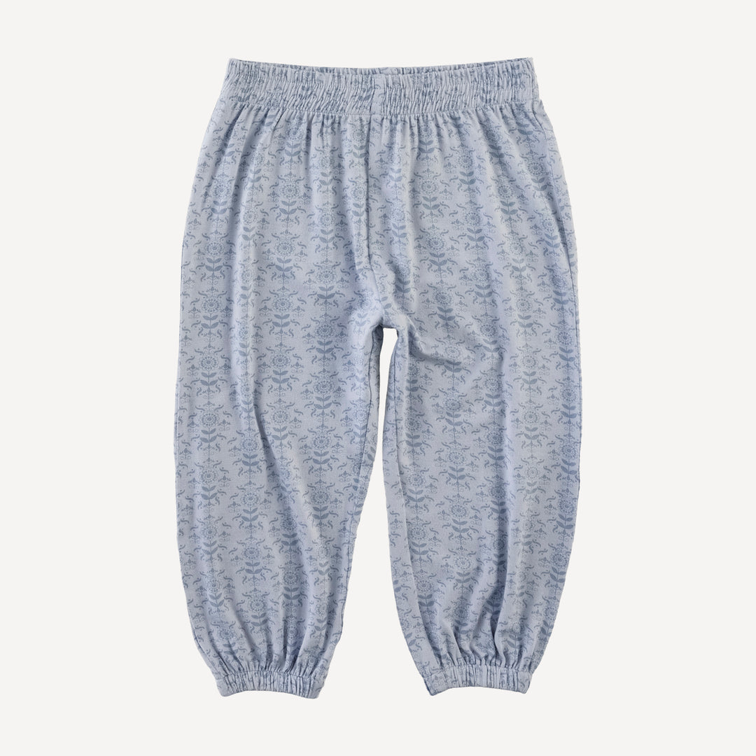 short sleeve relaxed jogger set | cornflower folk wallpaper | bamboo