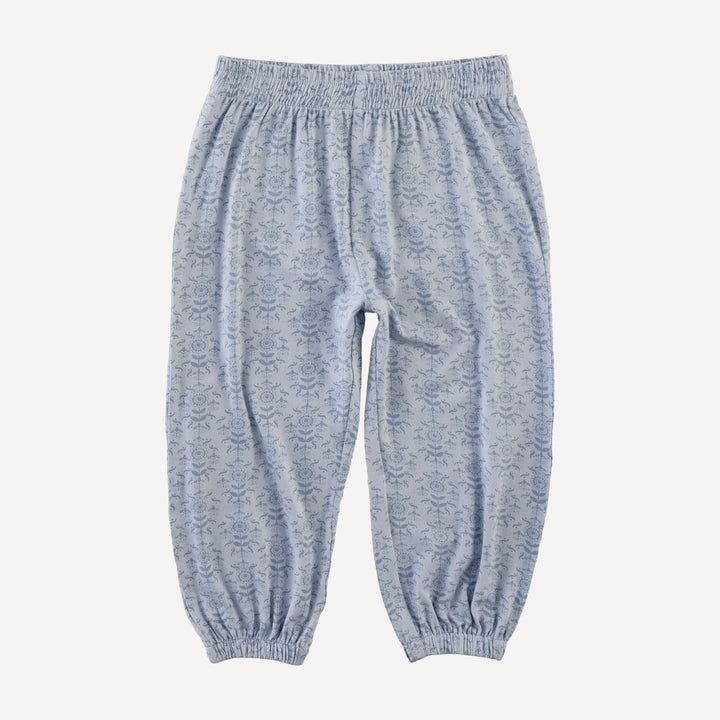 short sleeve relaxed jogger set | cornflower folk wallpaper | bamboo
