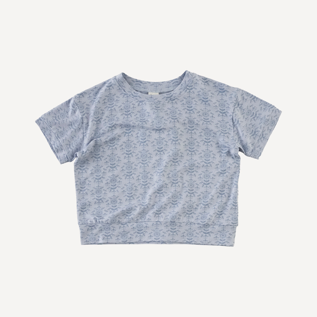 short sleeve relaxed jogger set | cornflower folk wallpaper | bamboo