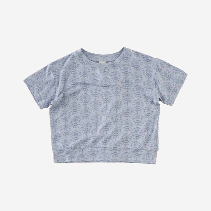 short sleeve relaxed jogger set | cornflower folk wallpaper | bamboo