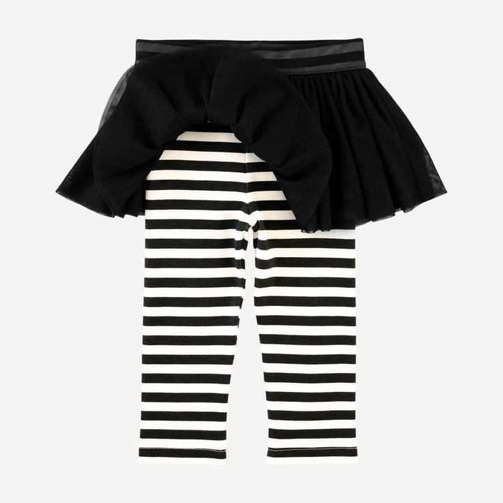 tulle legging | black & white stripes | organic cotton interlock