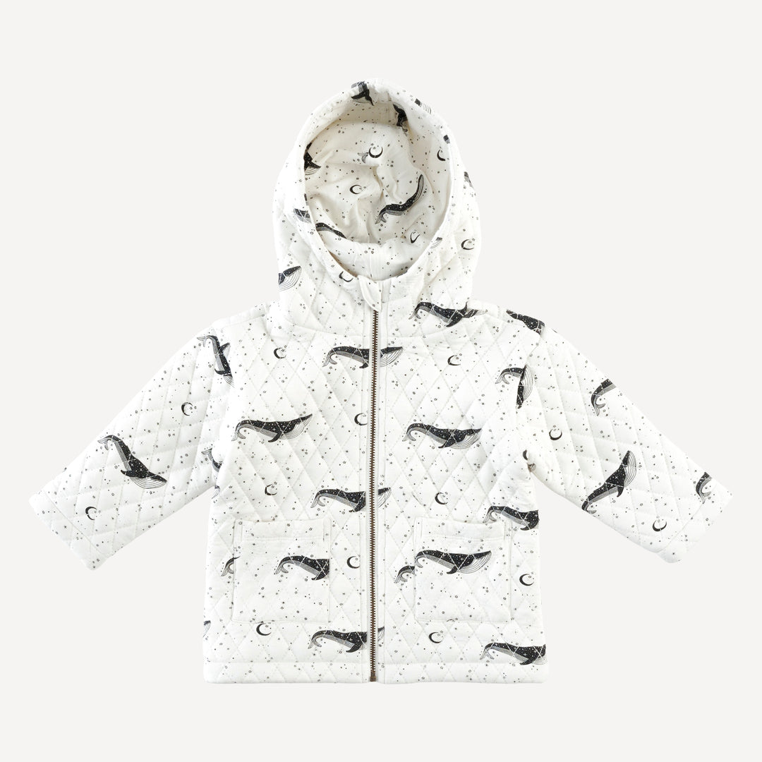 quilted hooded jacket | mystical whales | bamboo