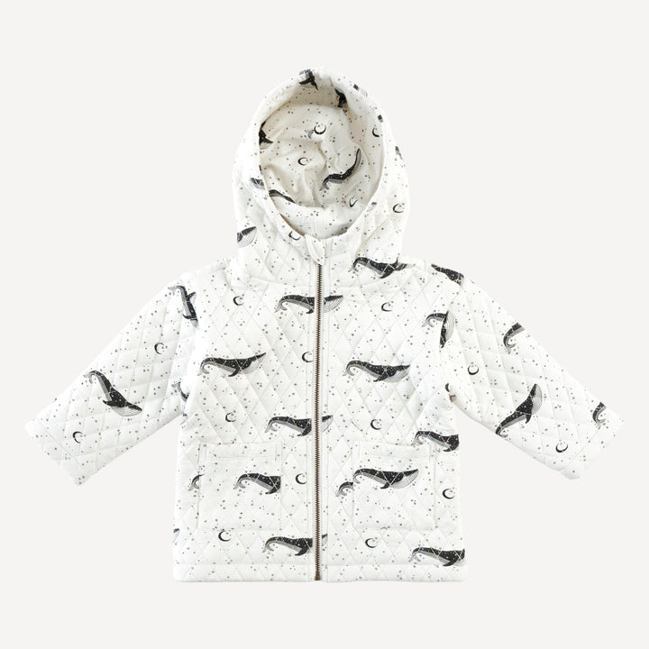 quilted hooded jacket | mystical whales | bamboo
