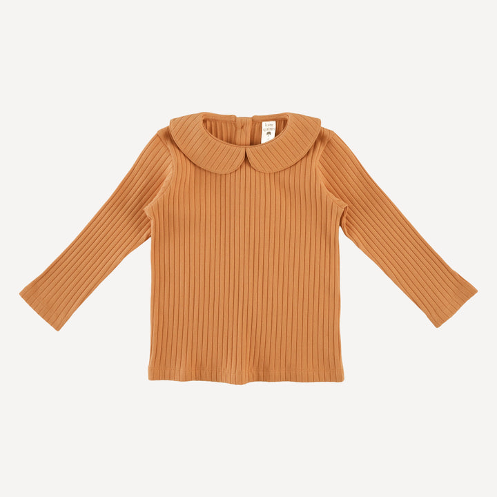long sleeve peter pan tee | caramel | organic cotton wide rib