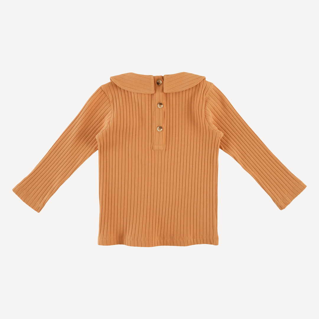 long sleeve peter pan tee | caramel | organic cotton wide rib