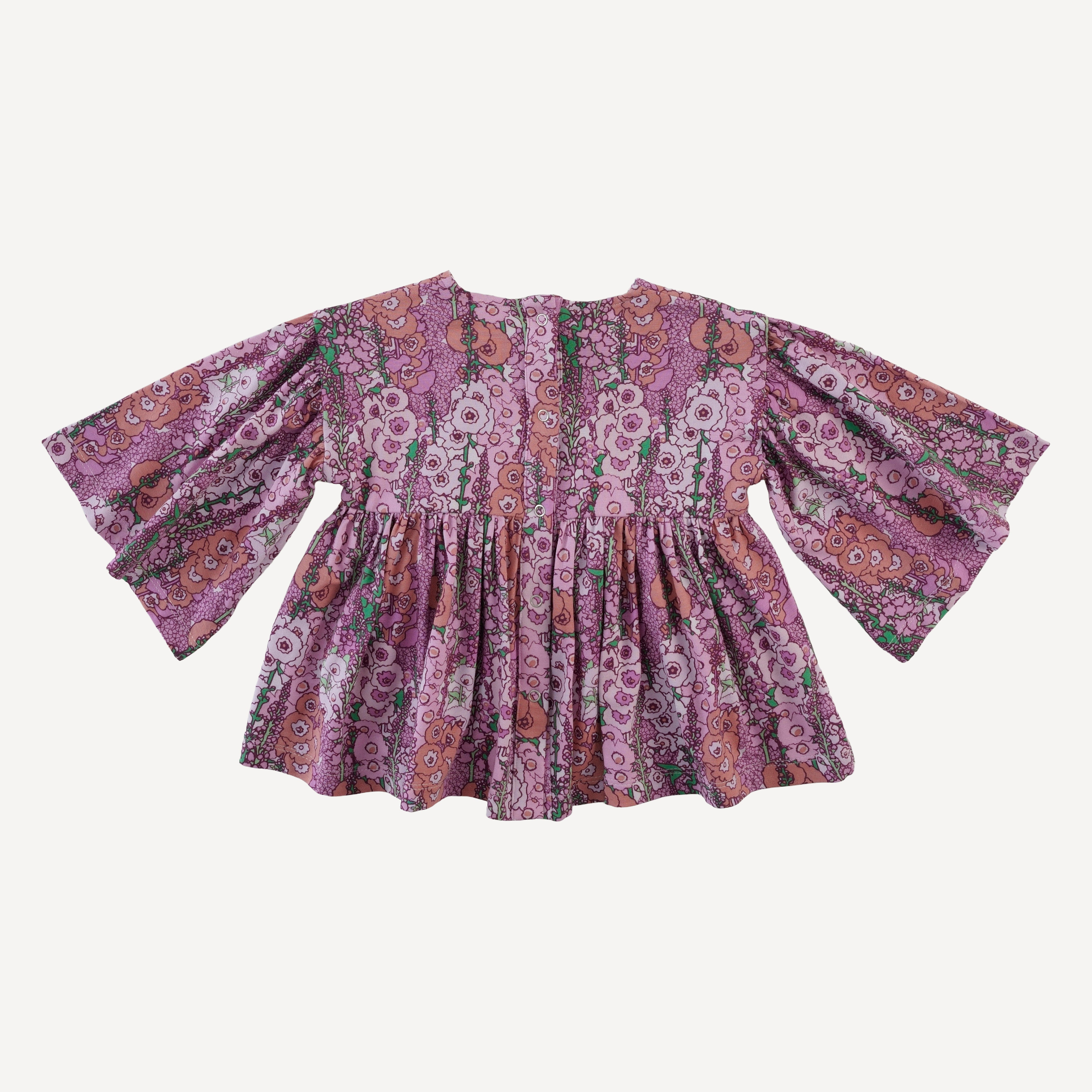 bell sleeve gathered tunic | orchid hollyhock | bamboo – kate quinn