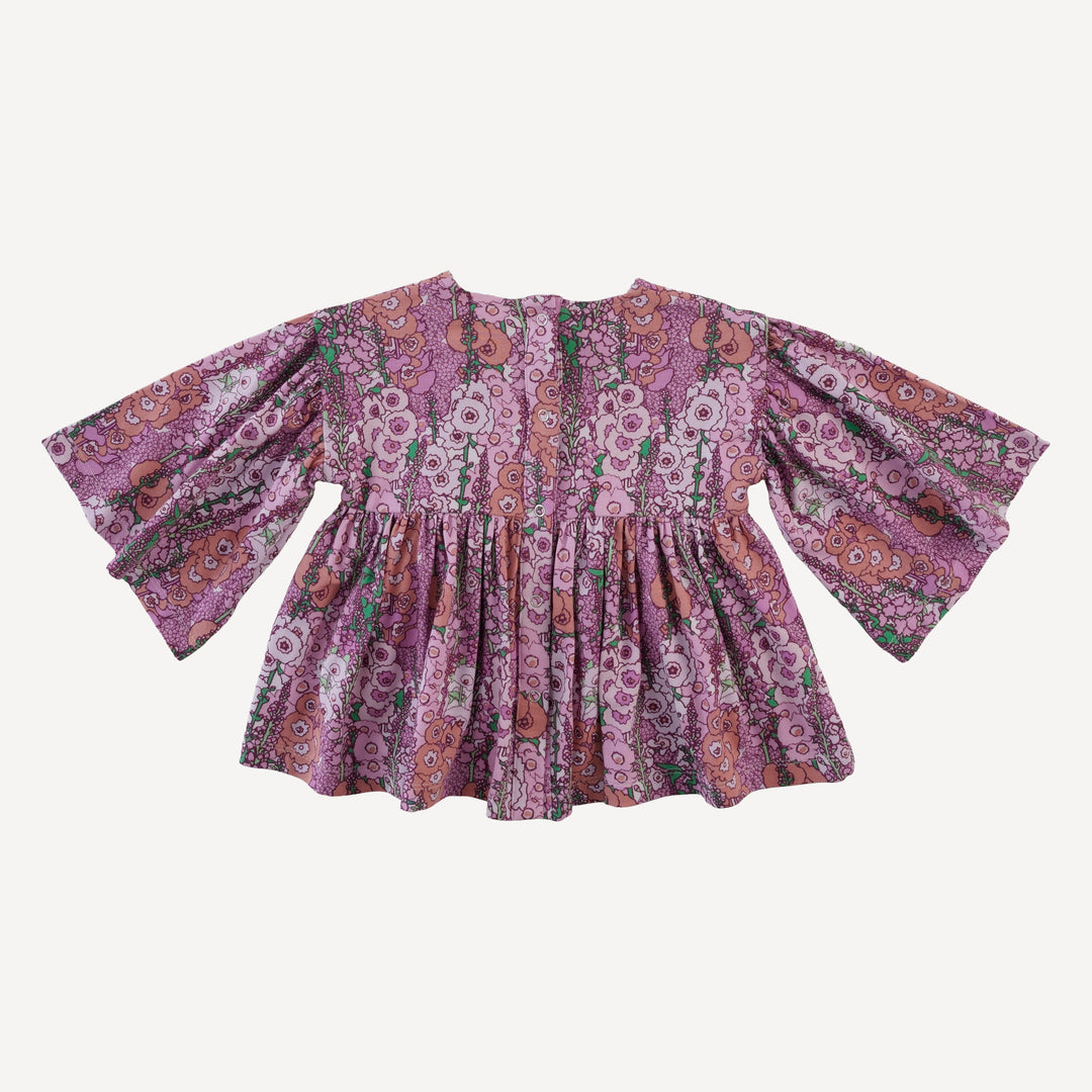 bell sleeve gathered tunic | orchid hollyhock | bamboo
