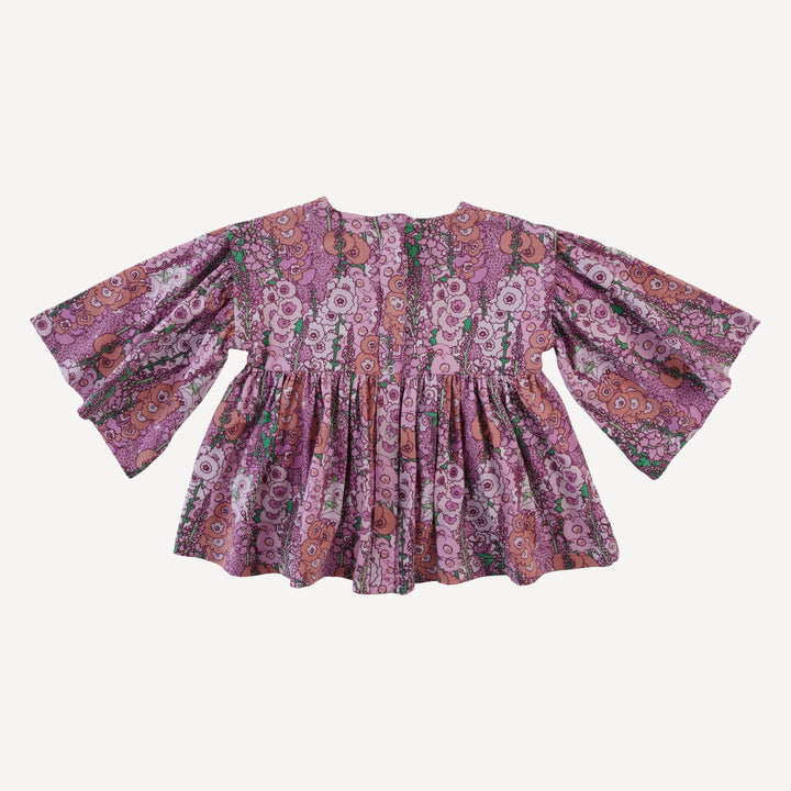 bell sleeve gathered tunic | orchid hollyhock | bamboo