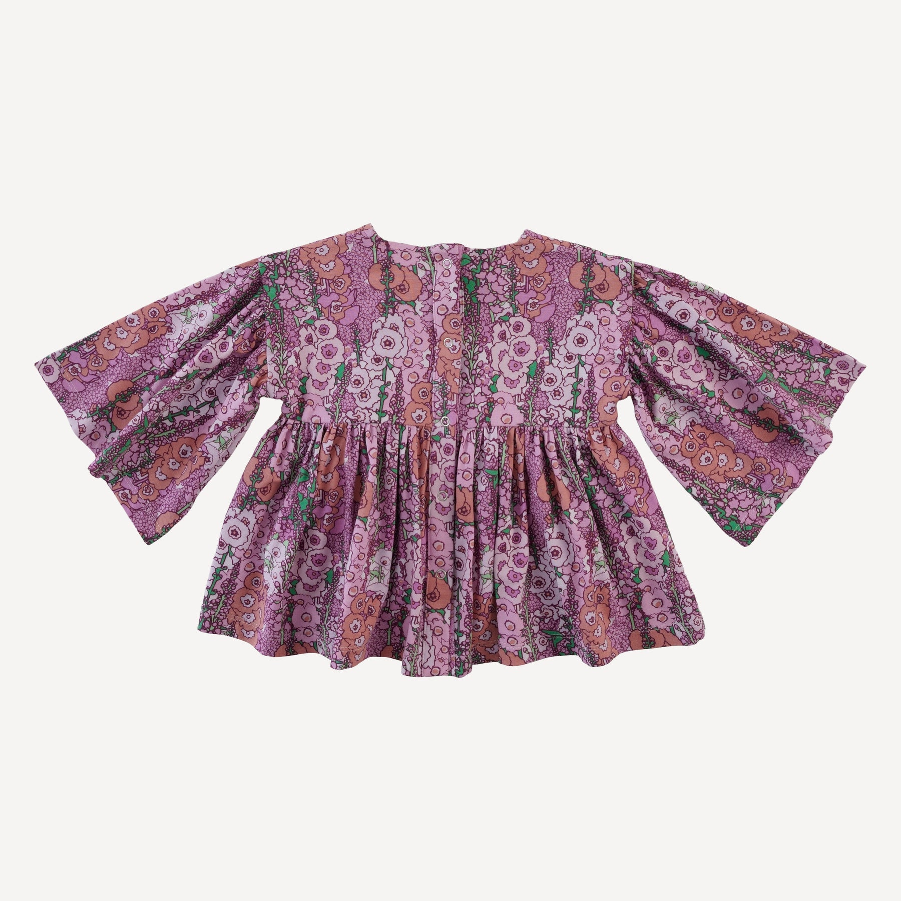 bell sleeve gathered tunic | orchid hollyhock | bamboo – kate quinn