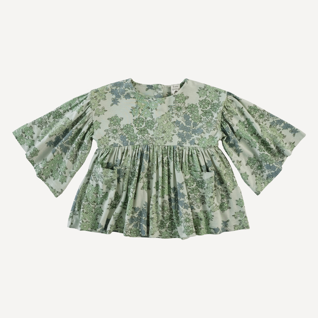 bell sleeve gathered tunic | jade wildflower | bamboo